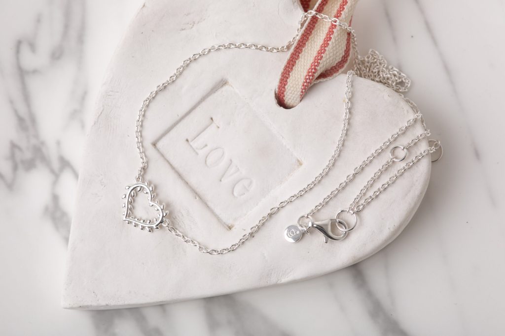 silver leafed heart necklace